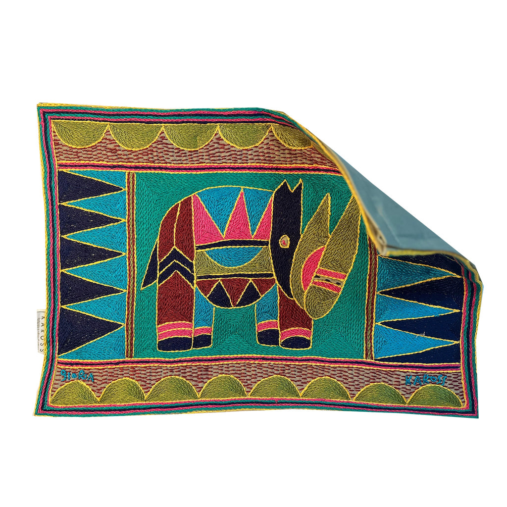 Shangaan Love Rhino Hand-Embroidered Padded Placemat