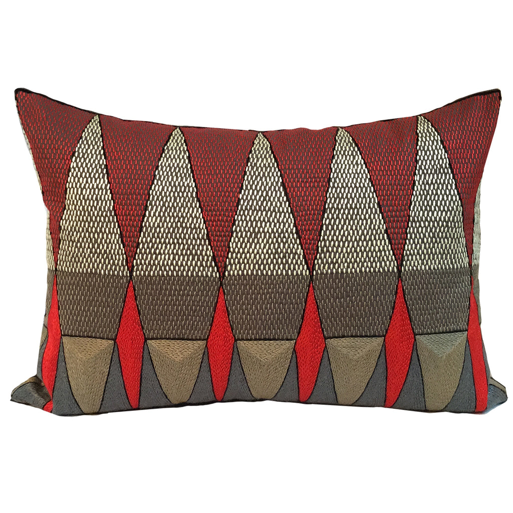 Royal Zulu Geometric Hand-Embroidered Cushion Cover '