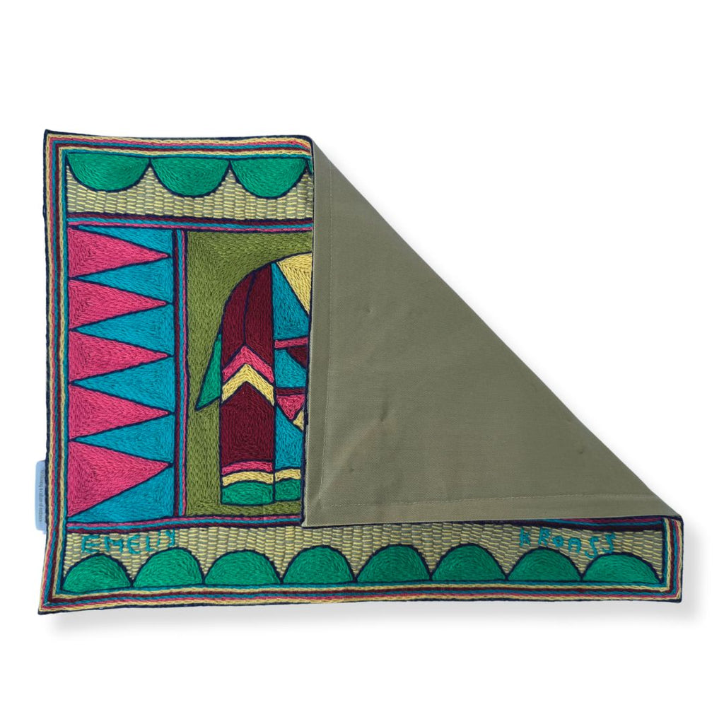 Shangaan Love Rhino Hand-Embroidered Padded Placemat