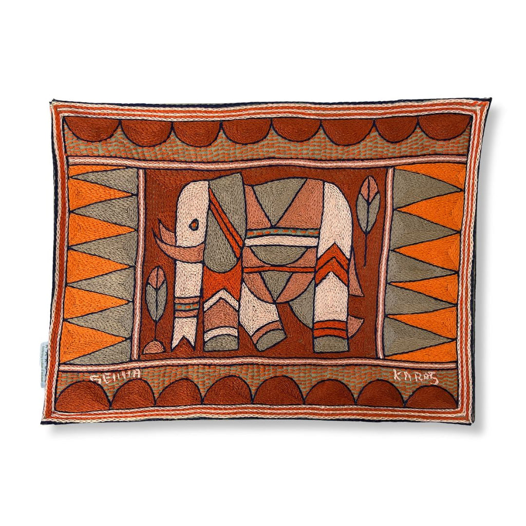 Valencia Elephant Bull Hand-Embroidered Padded Placemat