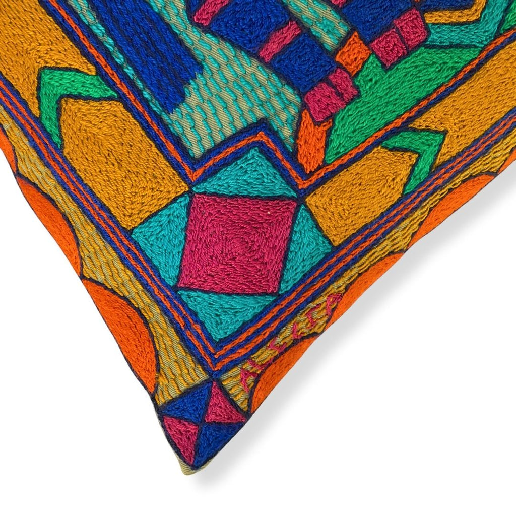 Marula’s in Autumn Zebra Hand-Embroidered Cushion Cover