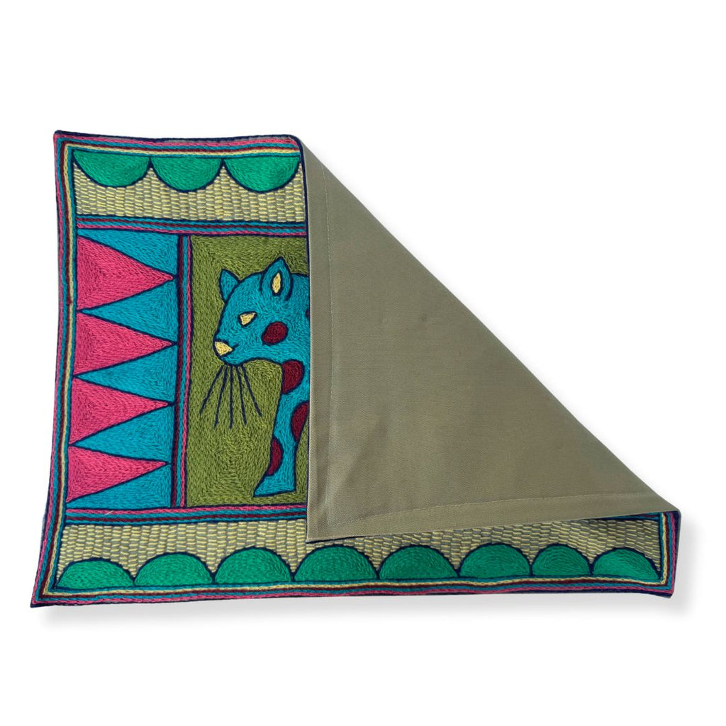 Shangaan Love Leopard Hand-Embroidered Padded Placemat