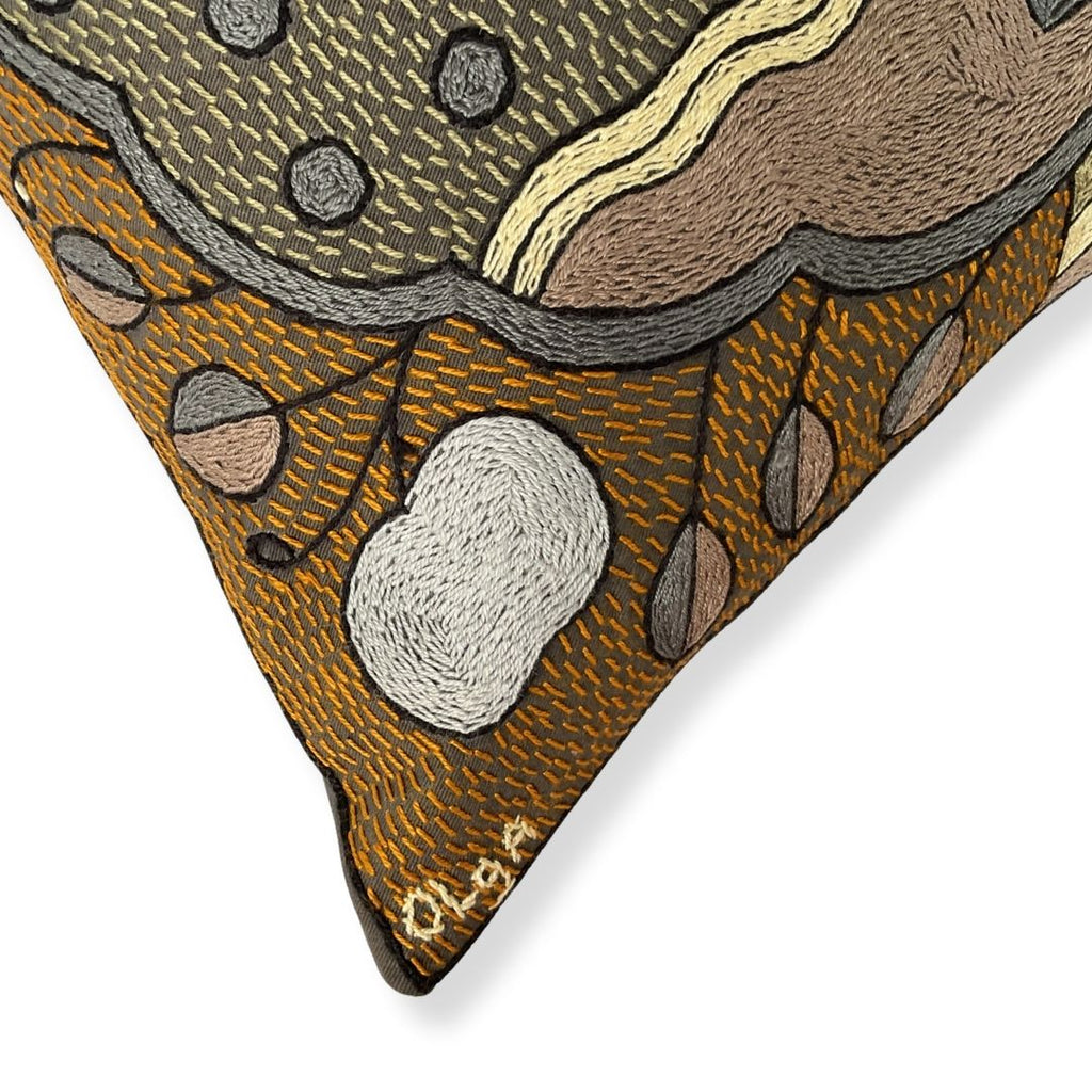 Ode to the African Savannah Fish in a Cloud Hand-Embroidered Cushion Cover