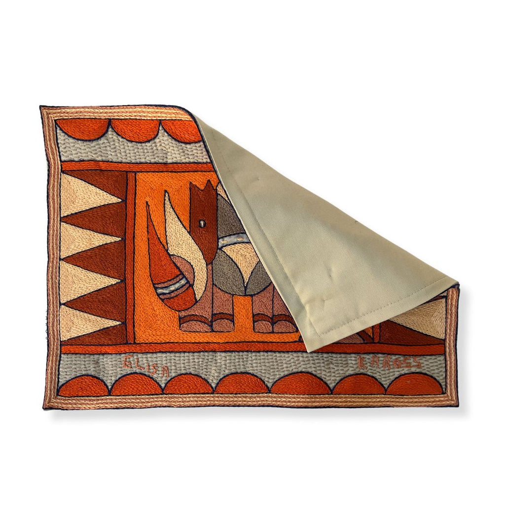 Valencia Rhino Hand-Embroidered Padded Placemat