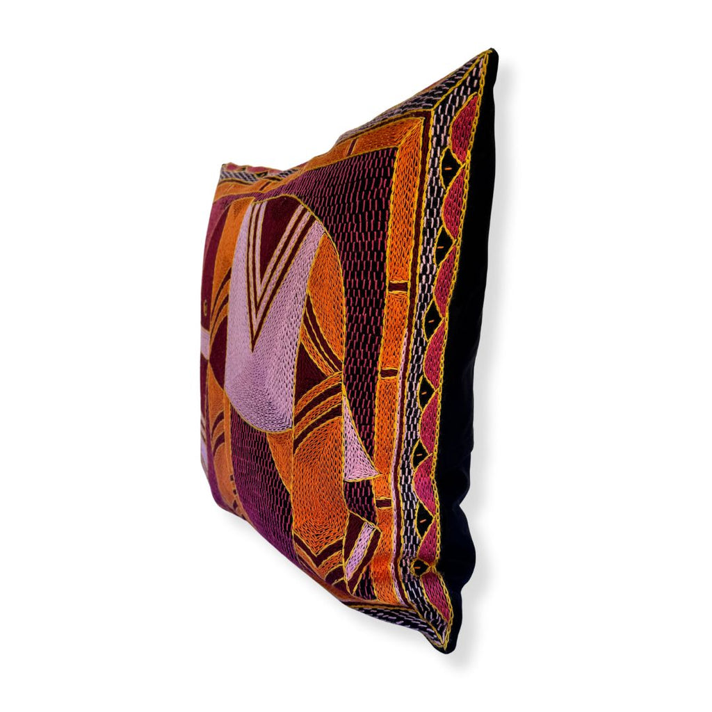 Shangaan Love Elephant Hand-Embroidered Cushion Cover