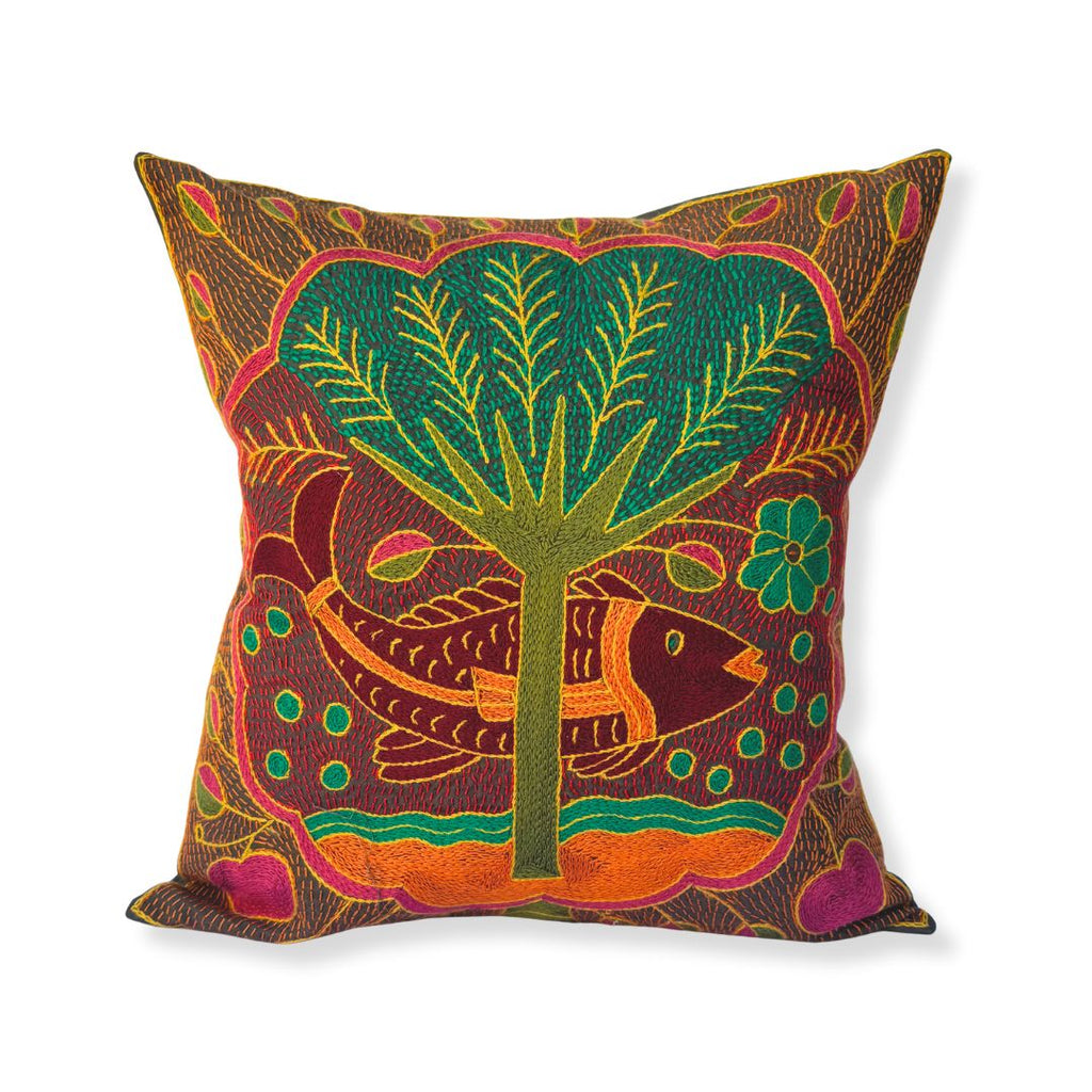 Shangaan love Fish in a Cloud Hand-Embroidered Cushion Cover