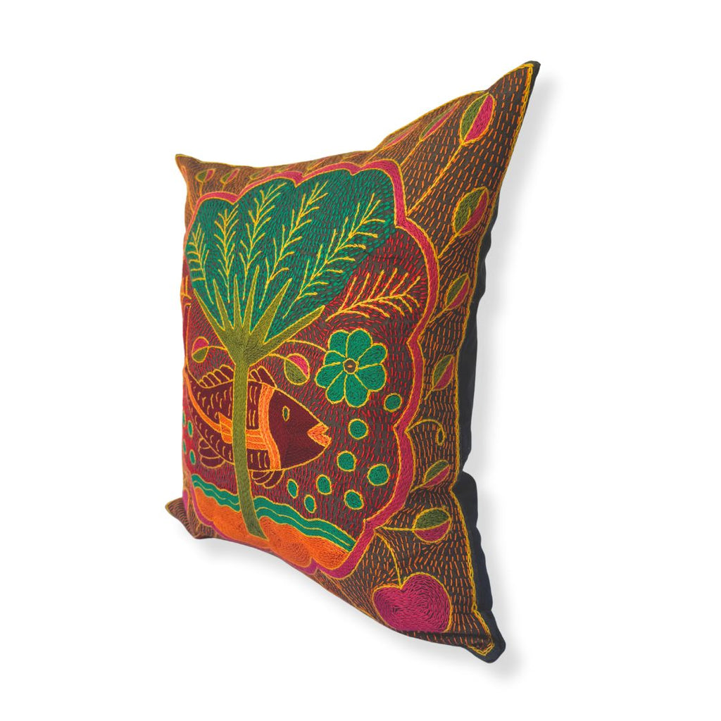 Shangaan love Fish in a Cloud Hand-Embroidered Cushion Cover