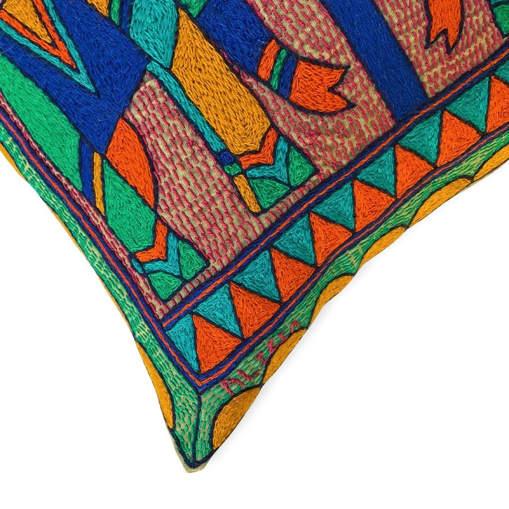 Marula’s in Autumn Elephant Pair handmade Embroidered Cushion Cover