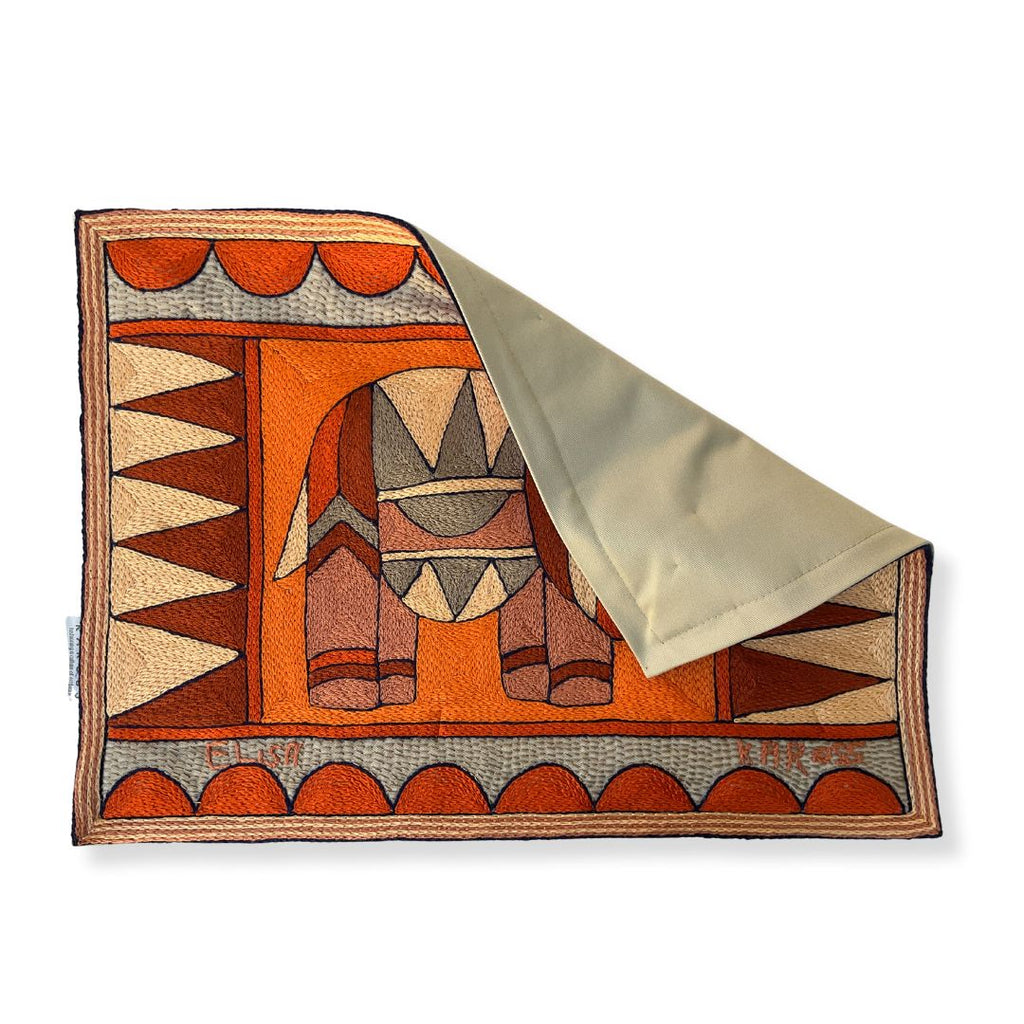 Valencia Rhino Bull Hand-Embroidered Padded Placemat