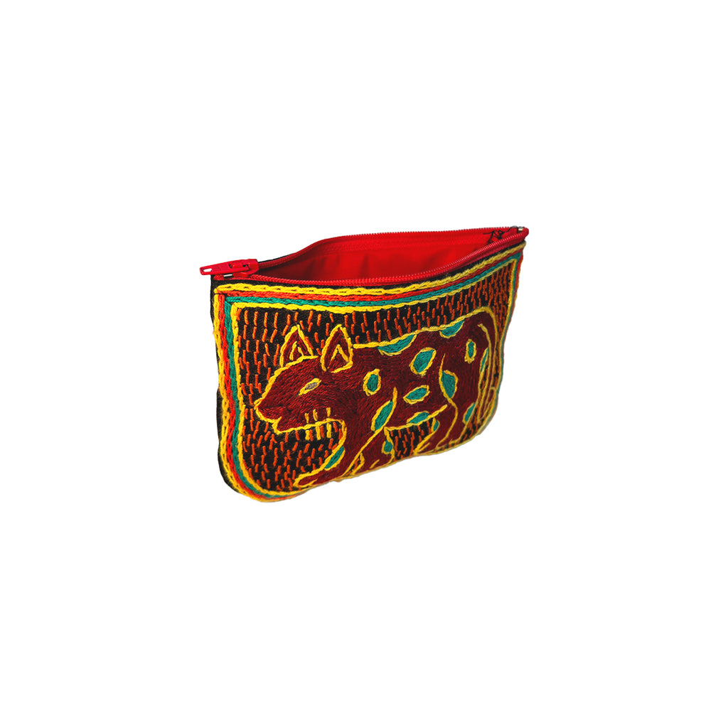 Viva Africa Leopard Hand-Embroidered zip pouch small