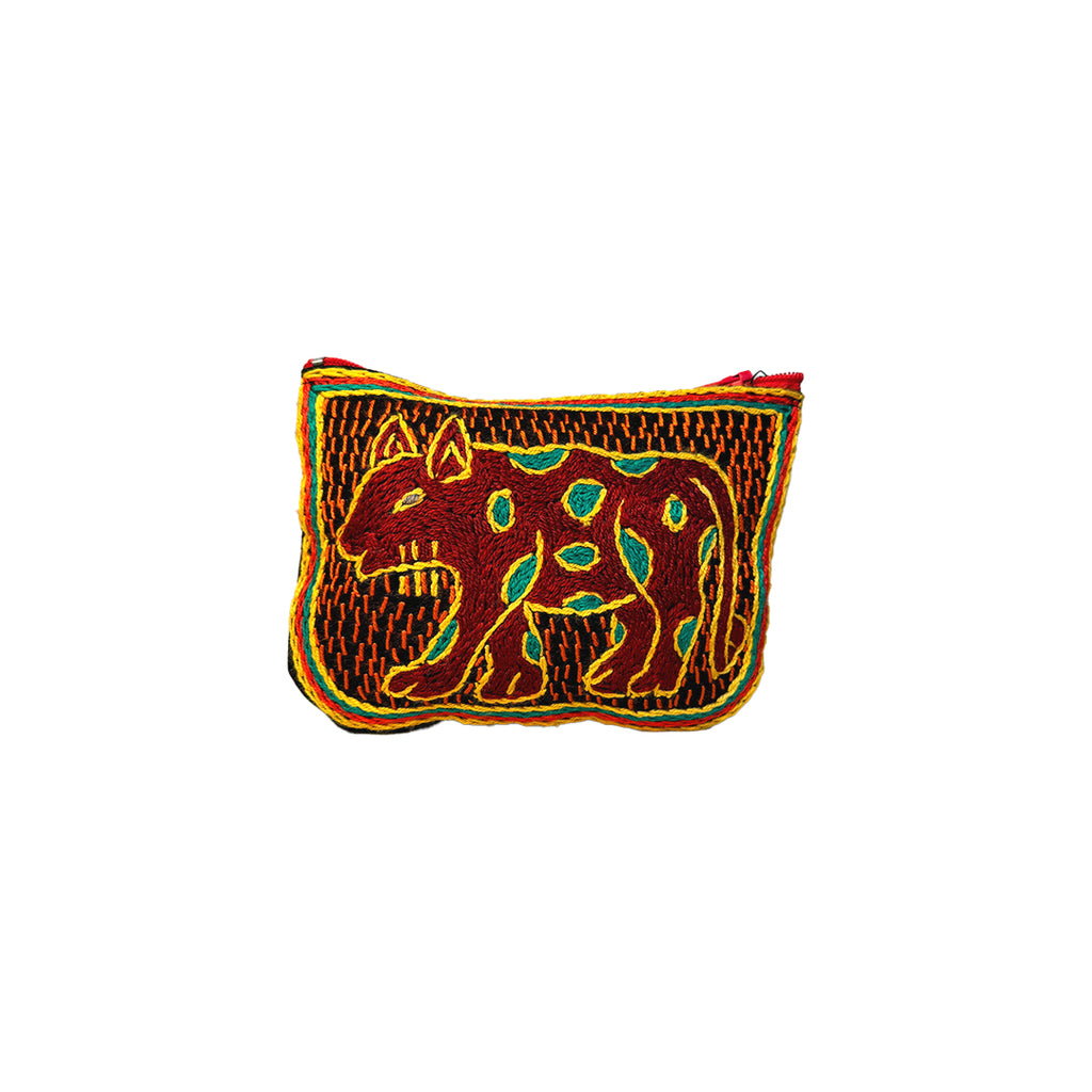 Viva Africa Leopard Hand-Embroidered zip pouch small