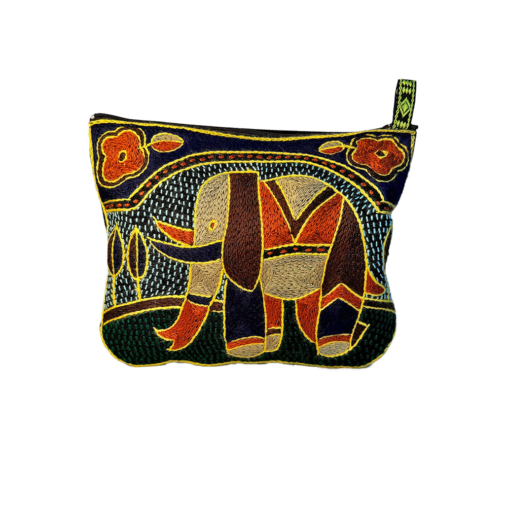 Mopani Moments Elephant Hand-Embroidered Medium Zip Pouch