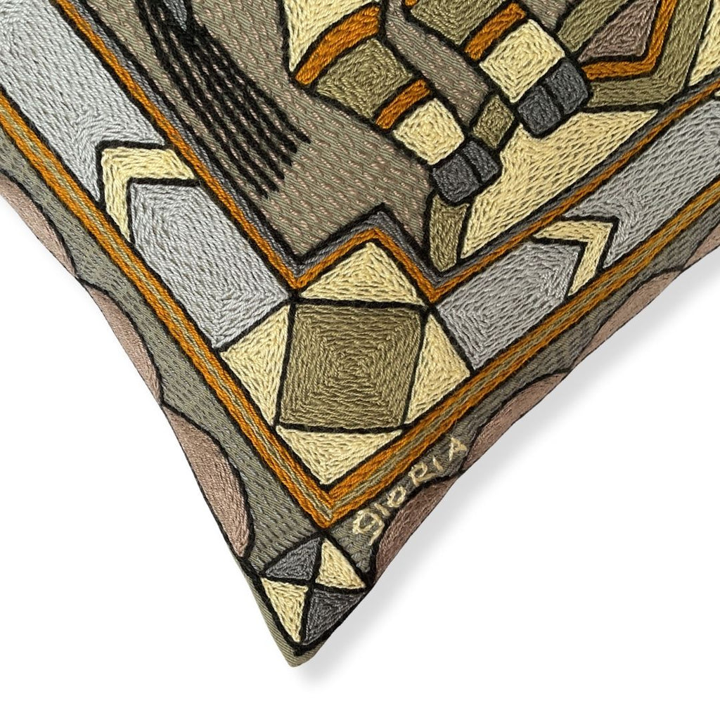 Ode to the African Savannah Zebra Hand-Embroidered Cushion Cover