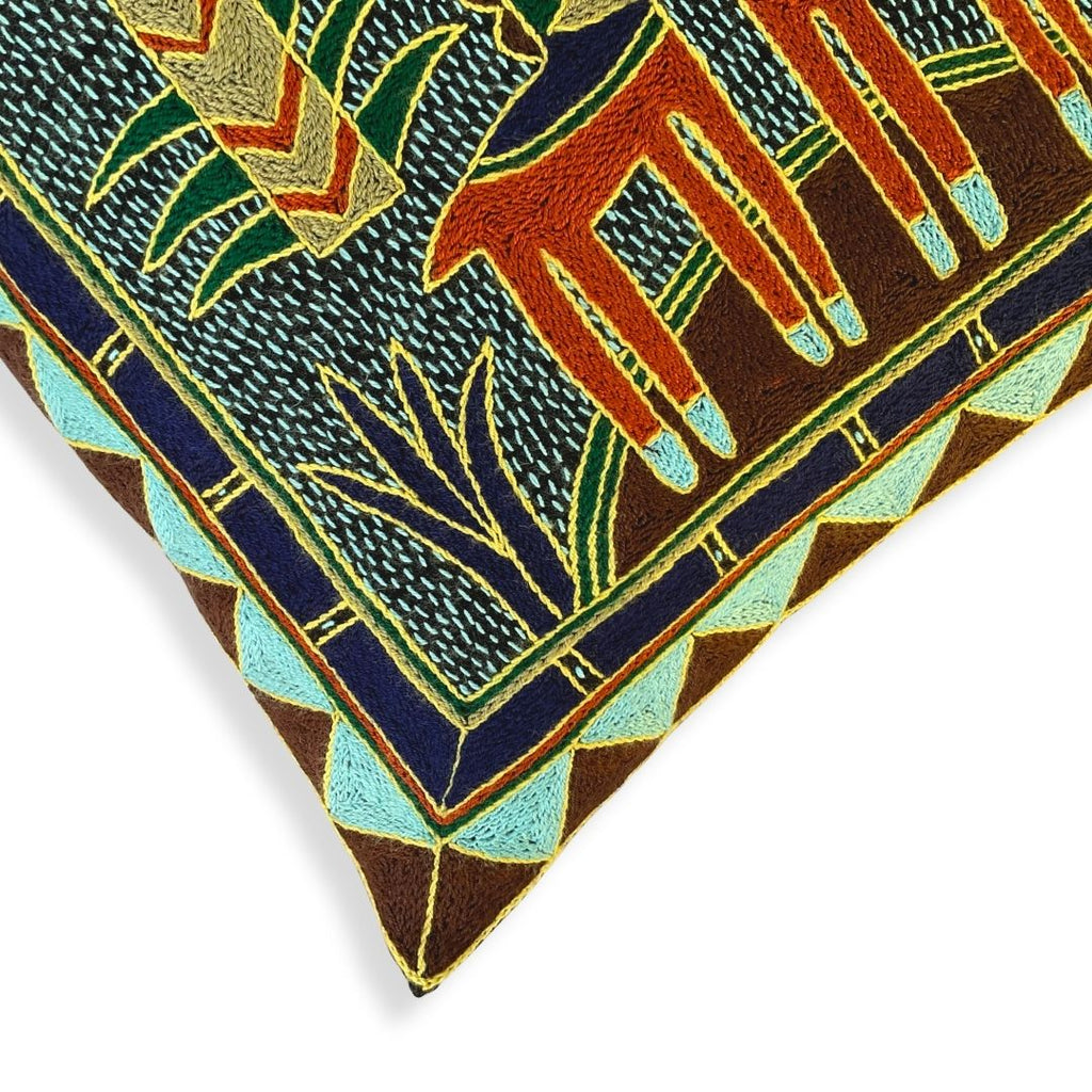 Mopani Moments Giraffe Brothers Hand-Embroidered Cushion Cover