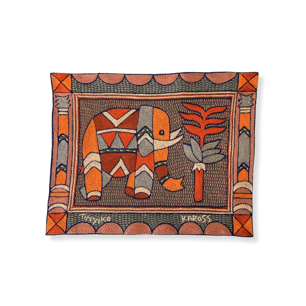 Valencia Elephant Bull Hand-Embroidered Unpadded Placemat