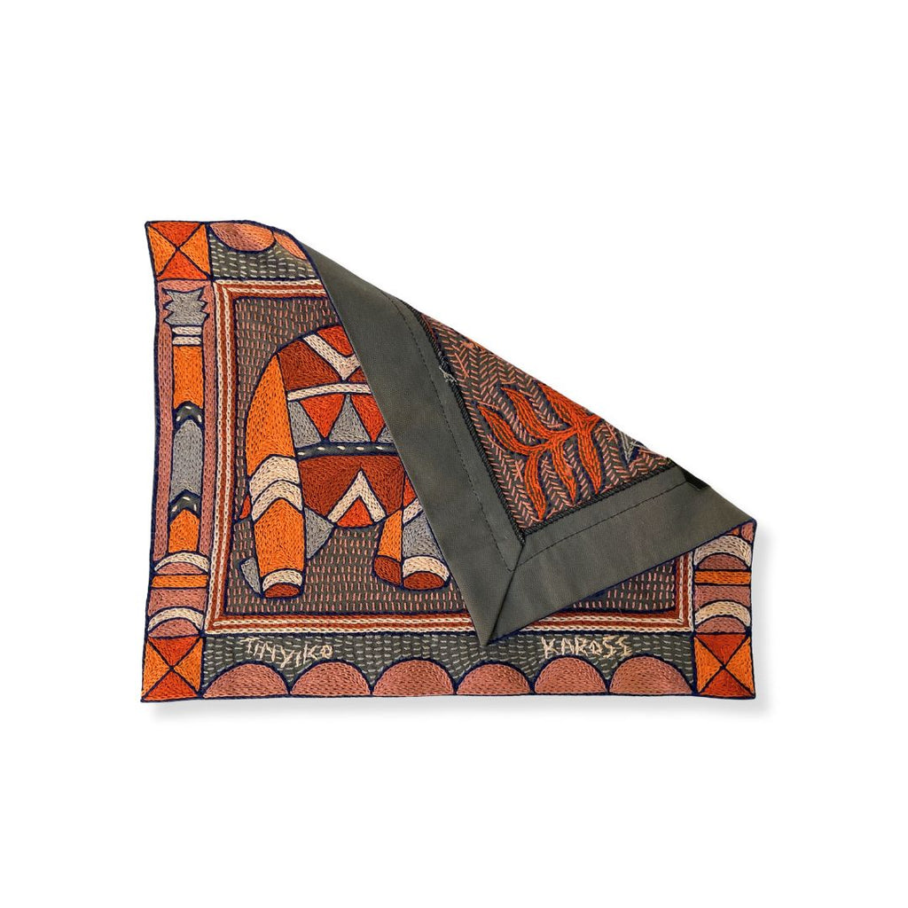 Valencia Elephant Bull Hand-Embroidered Unpadded Placemat