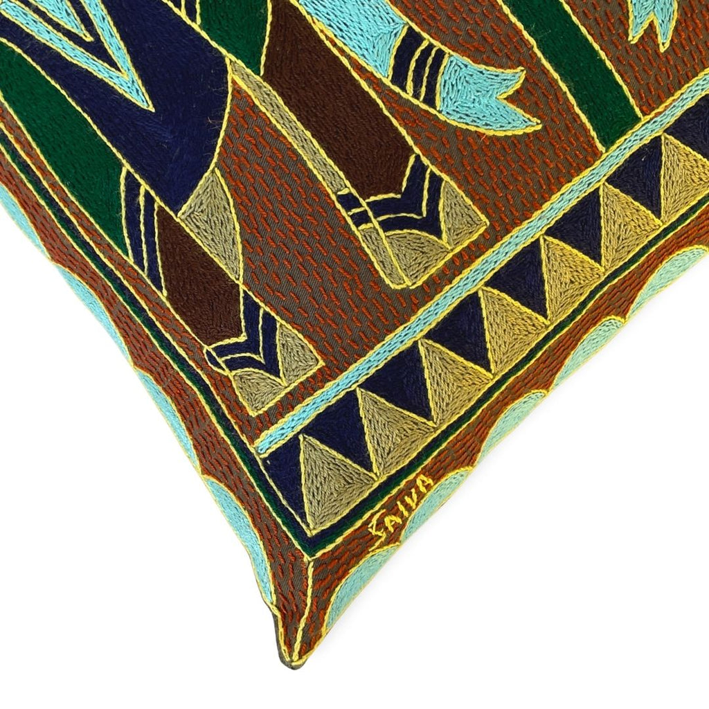 Mopani Moments Elephant Pair Hand-Embroidered Cushion Cover
