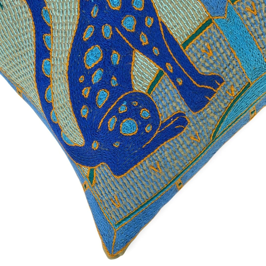 Delpht Leopard Pair Hand-Embroidered  Cushion Cover