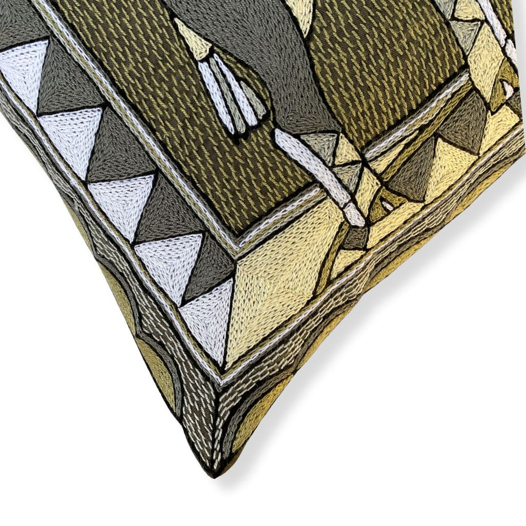 Scatterling of Africa Giraffes Gazing Large Hand-Embroidered Cushion Cover