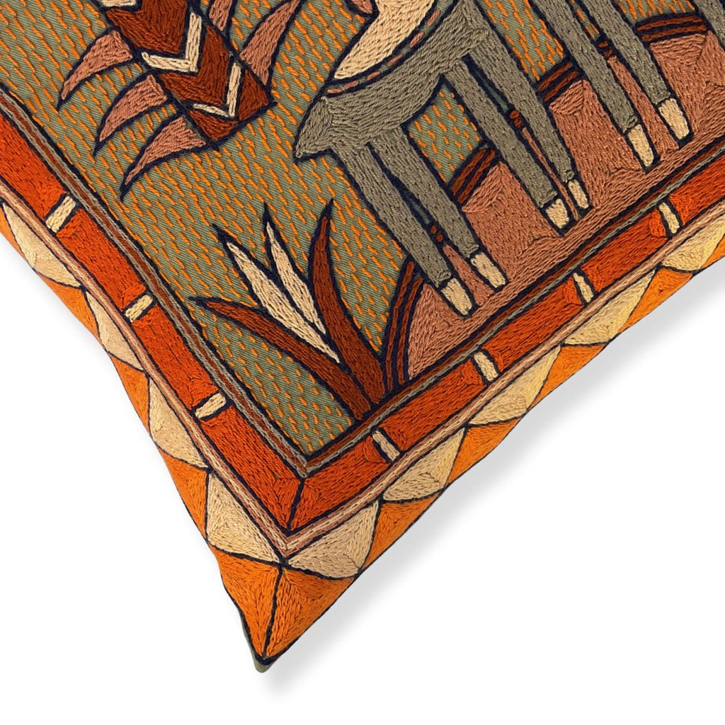 Valencia Giraffe Brothers Hand-Embroidered Cushion Cover