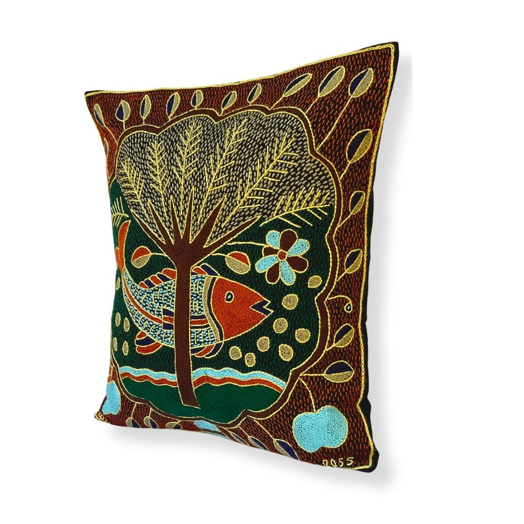 Mopani Moments Fish in a Cloud Hand-Embroidered Cushion Cover