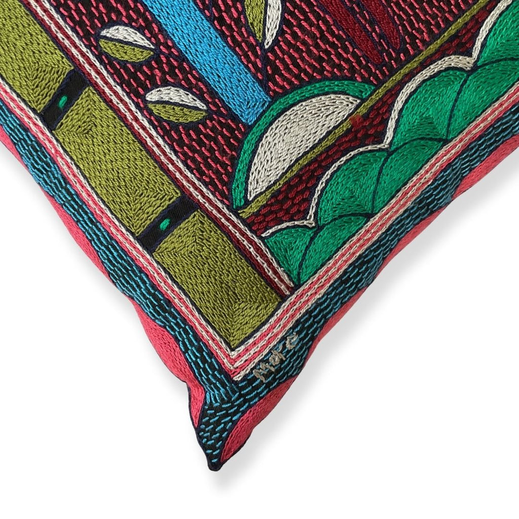 Turaco Giraffe Standing Hand-Embroidered Cushion Cover