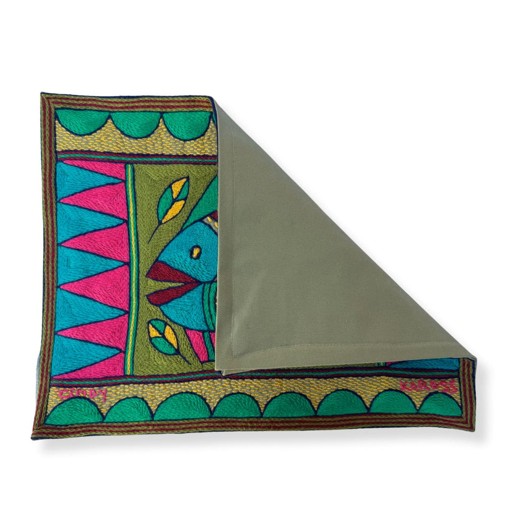 Shangaan Love Fat Fish Hand-Embroidered Padded Placemat