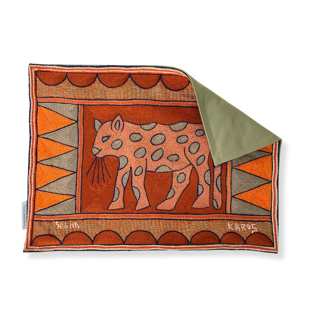 Valencia Leopard Hand-Embroidered Padded Placemat