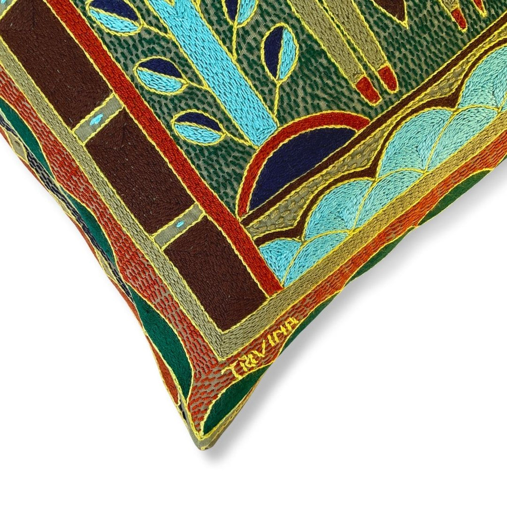 Mopani Moments Giraffe Grazing Hand-Embroidered Cushion Cover