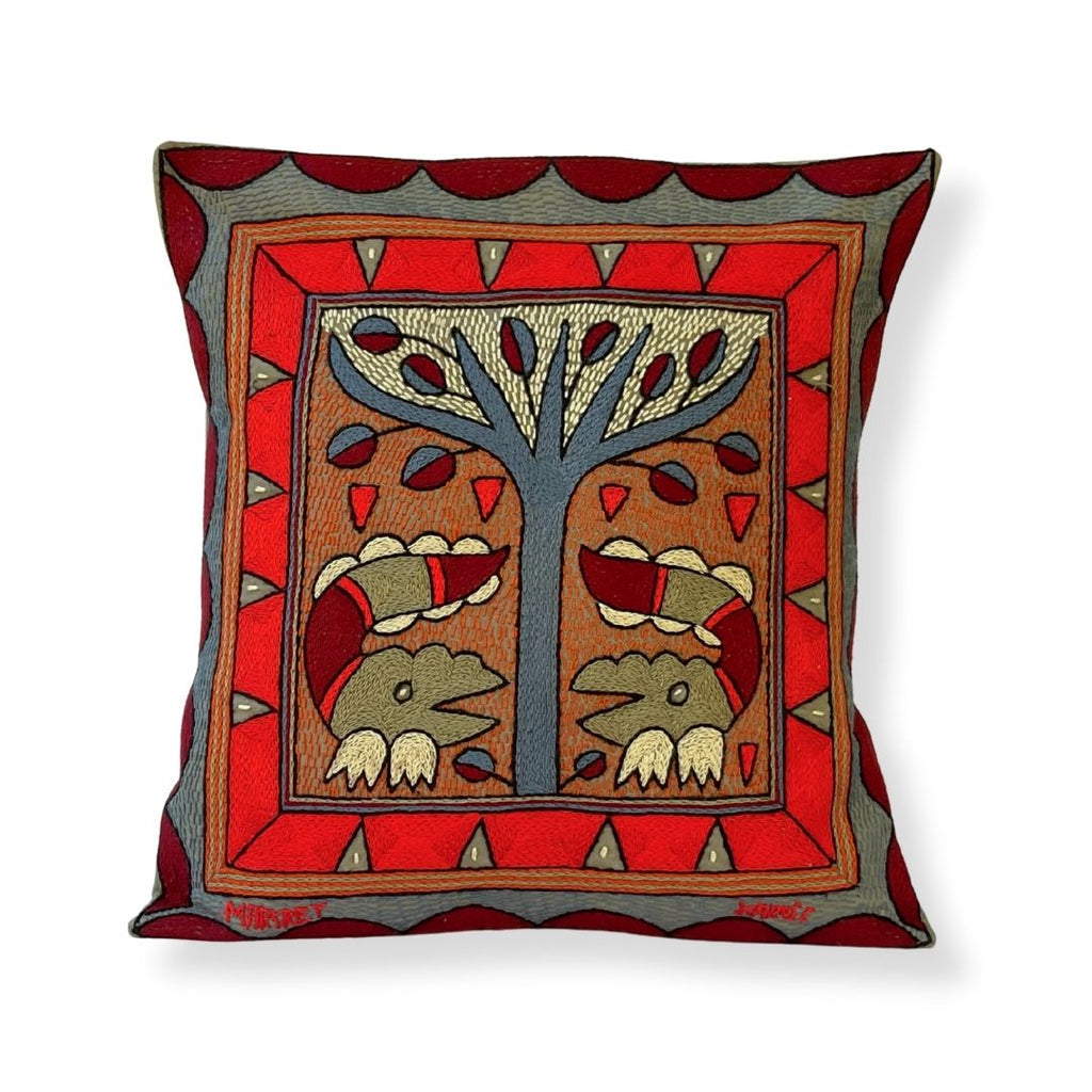 Royal Zulu Crocodile Love Hand-Embroidered Cushion Cover