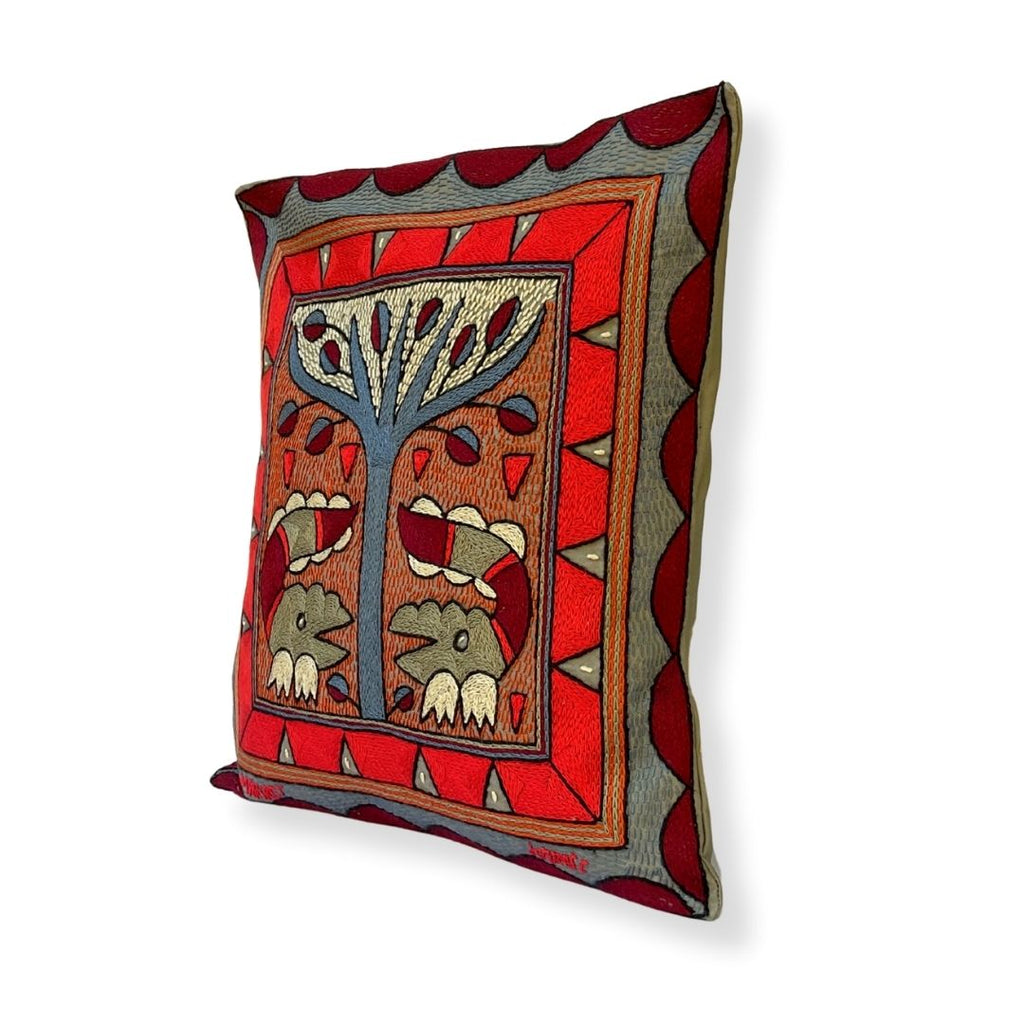 Royal Zulu Crocodile Love Hand-Embroidered Cushion Cover