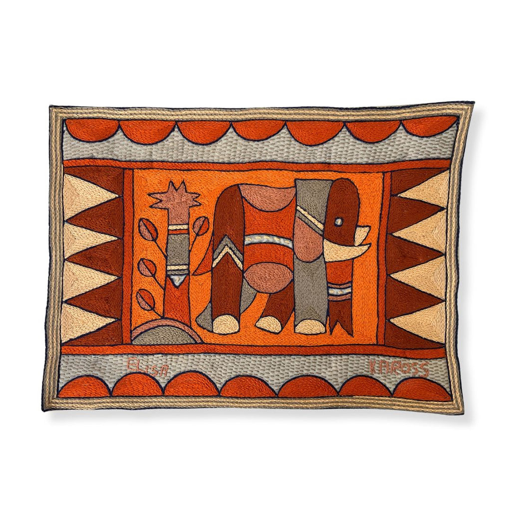 Valencia Elephant Cow Hand-Embroidered Padded Placemat