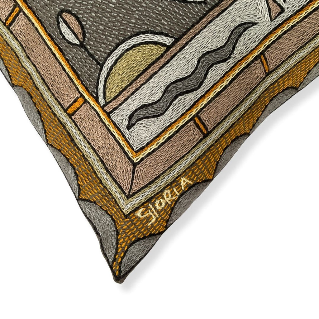 Ode to the African Savannah Fat Fish Hand-Embroidered Cushion Cover