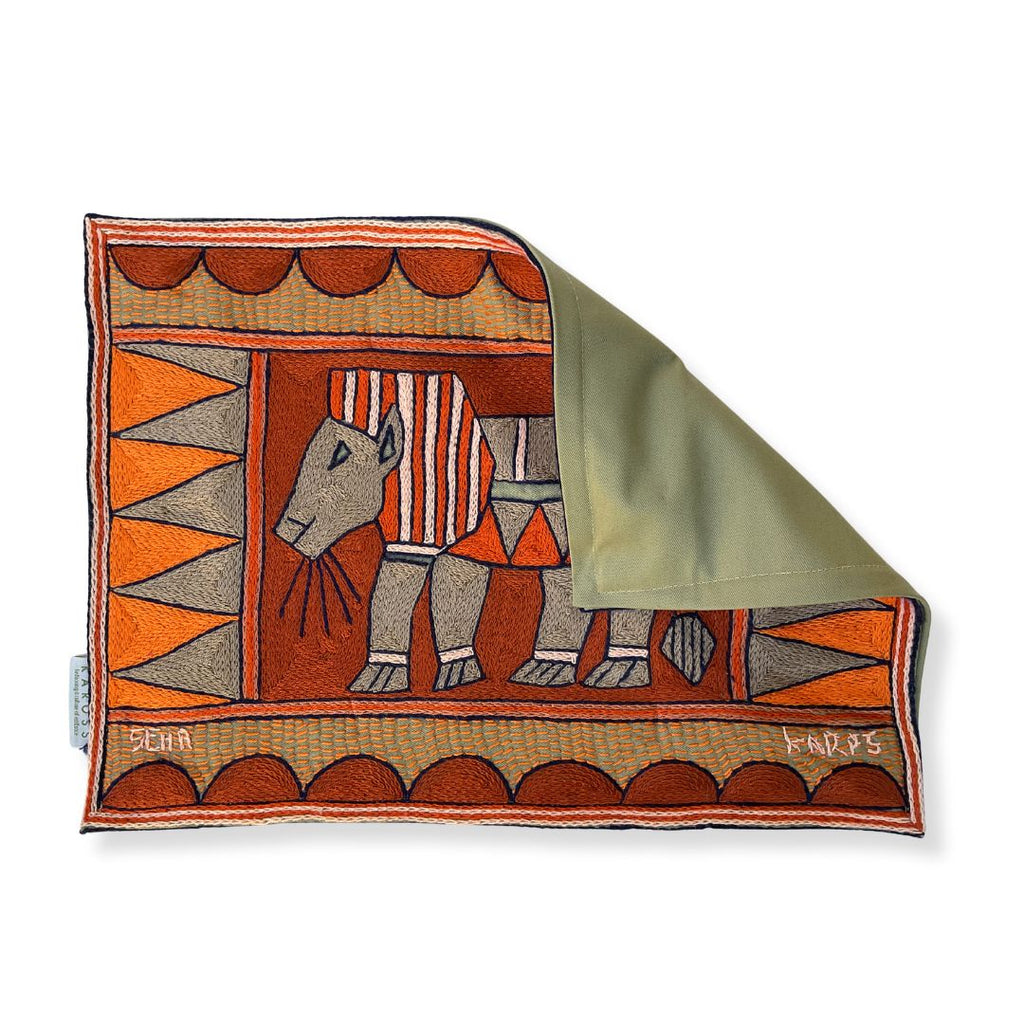 Valencia Lion Hand-Embroidered Padded Placemat