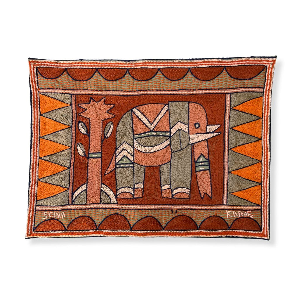 Valencia Elephant Grazing Hand-Embroidered Padded Placemat