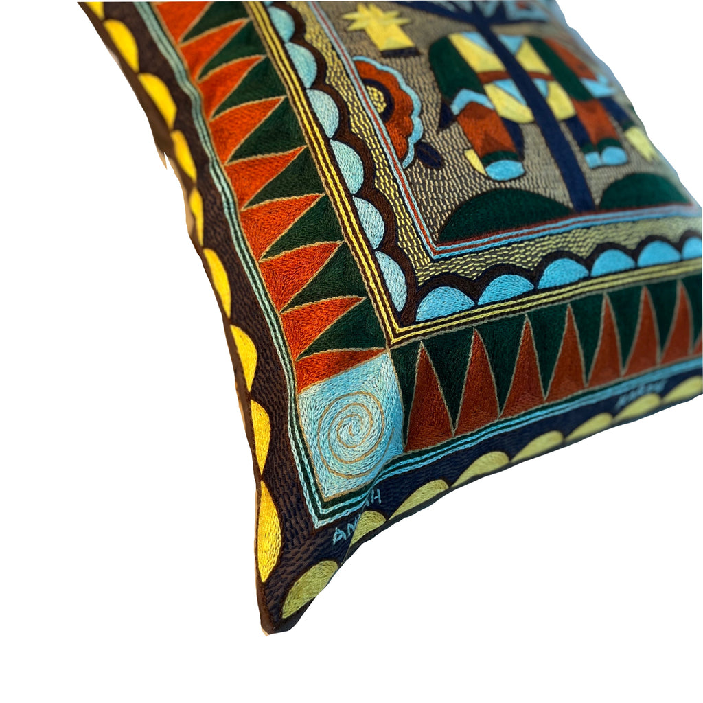 Mopani Moments Large Elephant Bull Hand-Embroidered Cushion Cover