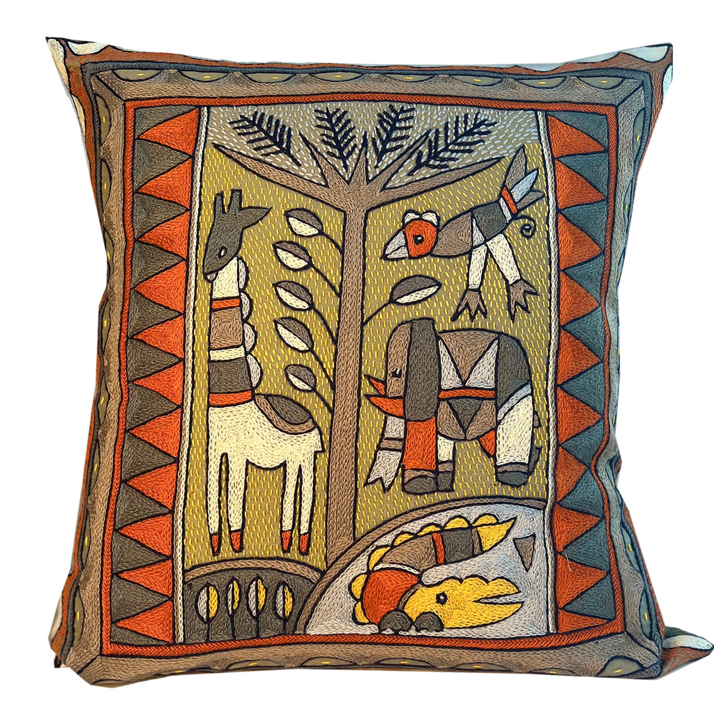 Winterveld Animals by the River Hand-Embroidered Cushion Cover