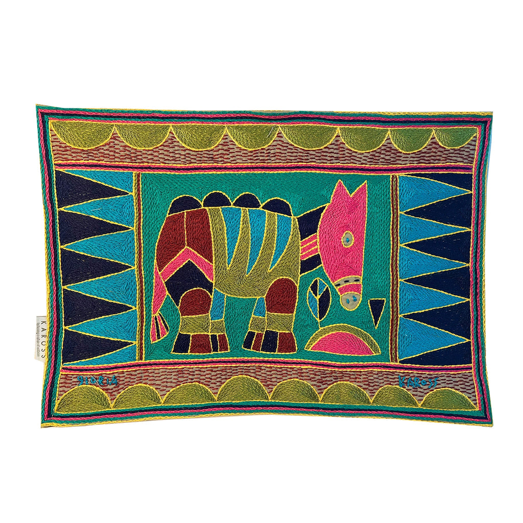 Shangaan Love Antelope Hand-Embroidered Padded Placemat