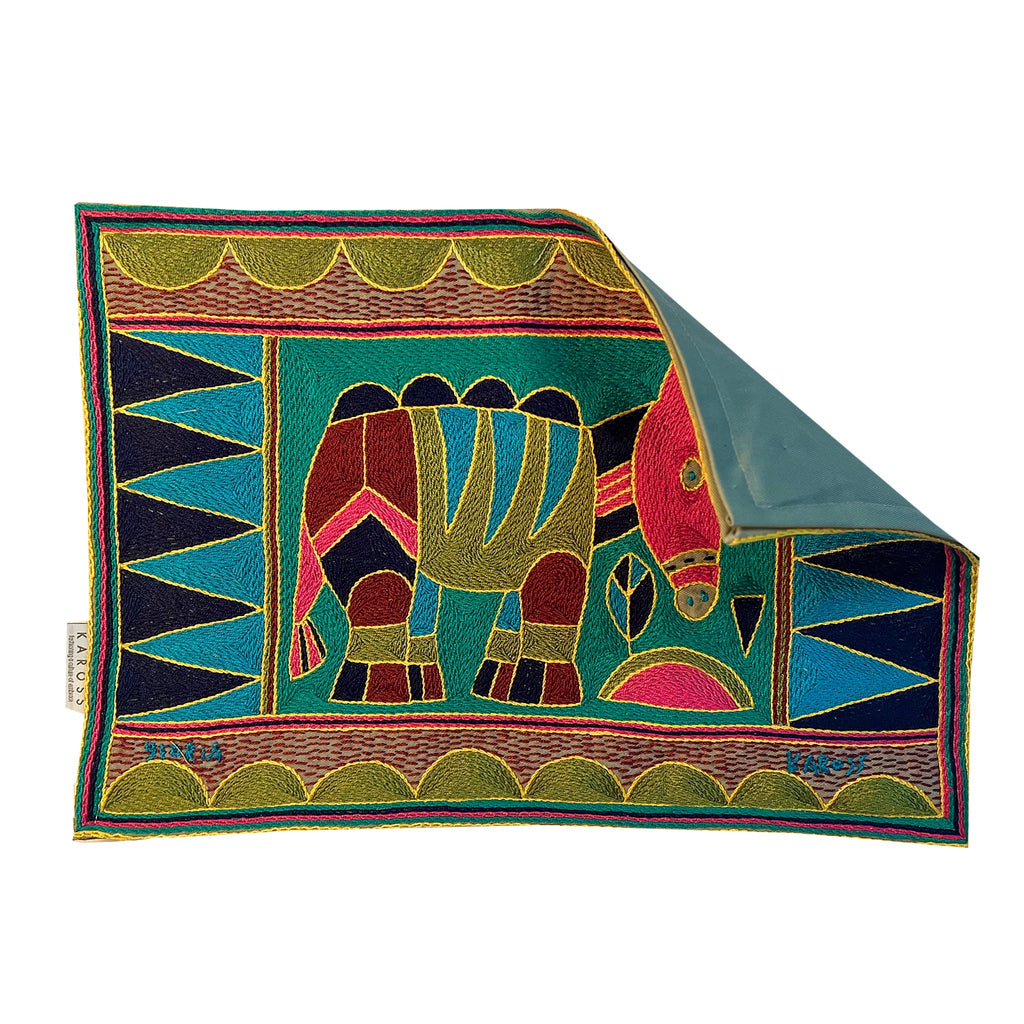 Shangaan Love Antelope Hand-Embroidered Padded Placemat