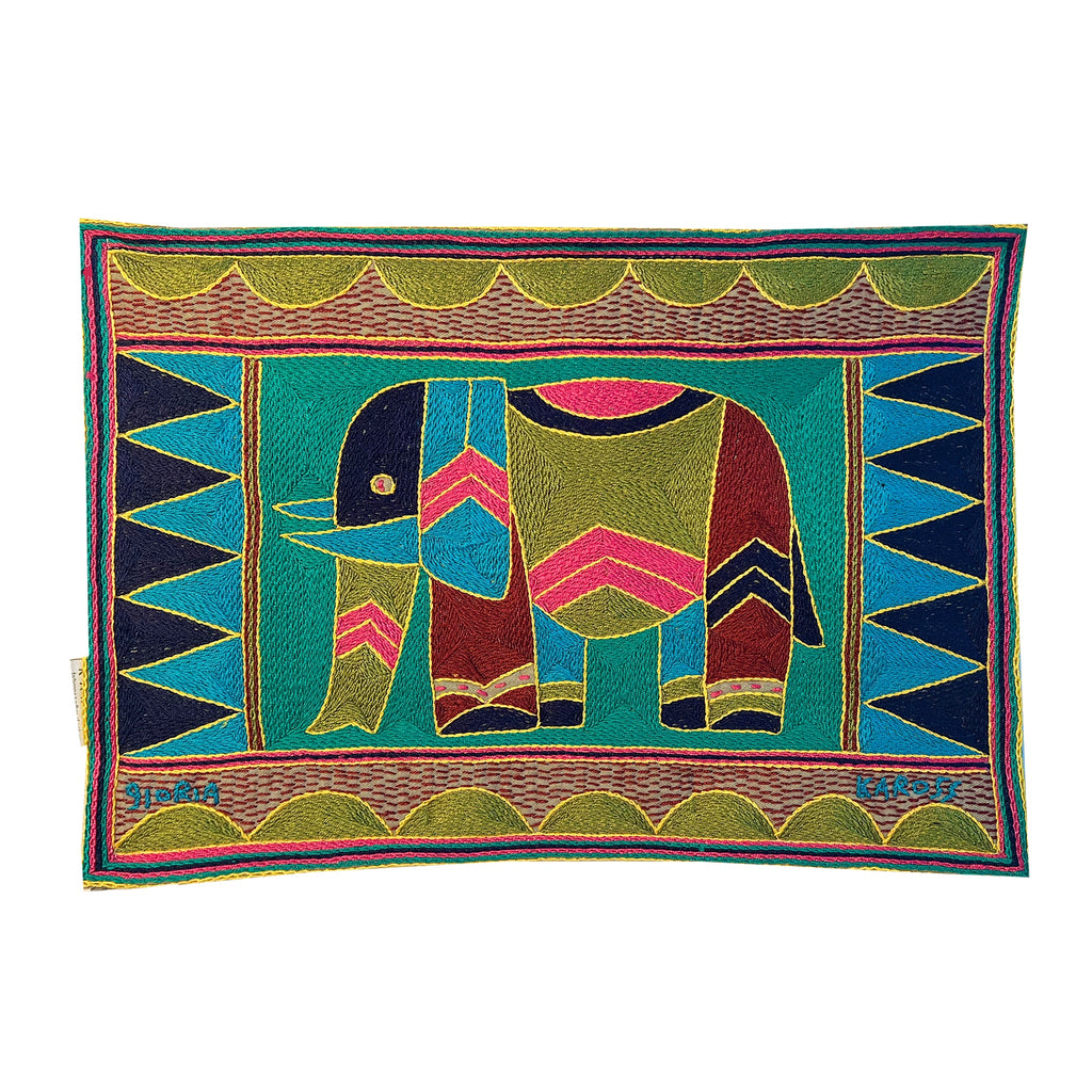 Shangaan Love Elephant Hand-Embroidered Padded Placemat
