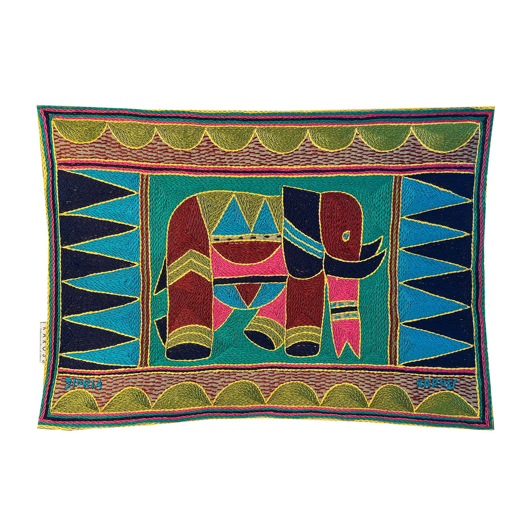 Shangaan Love Elephant Bull Hand-Embroidered Padded Placemat