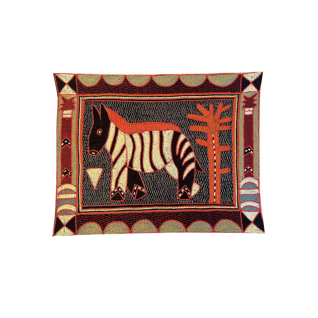 Royal Zulu Zebra Hand-Embroidered Unpadded Placemat