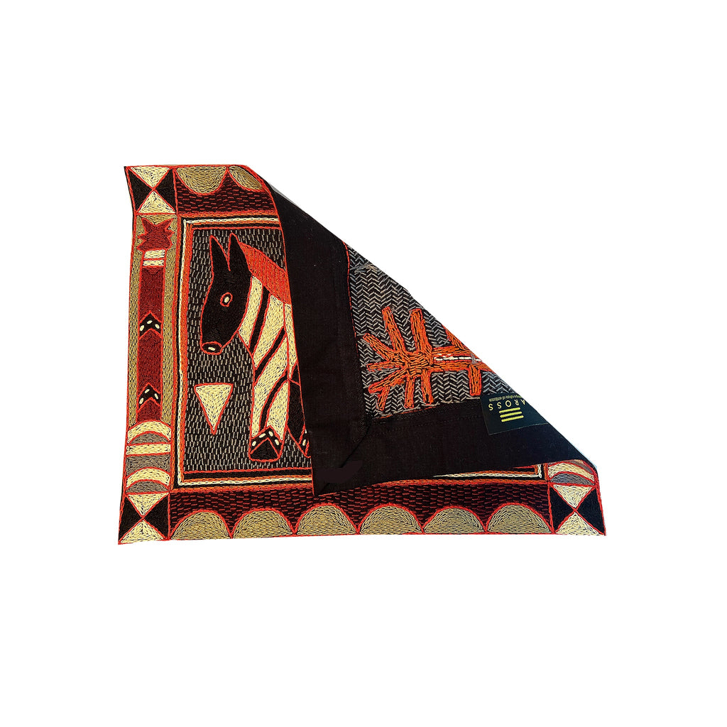 Royal Zulu Zebra Hand-Embroidered Unpadded Placemat