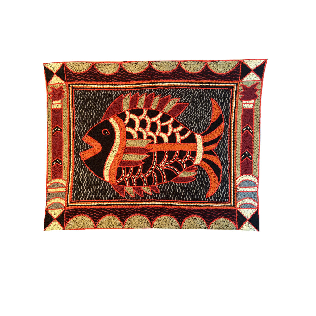 Royal Zulu Fish Hand-Embroidered Unpadded Placemat