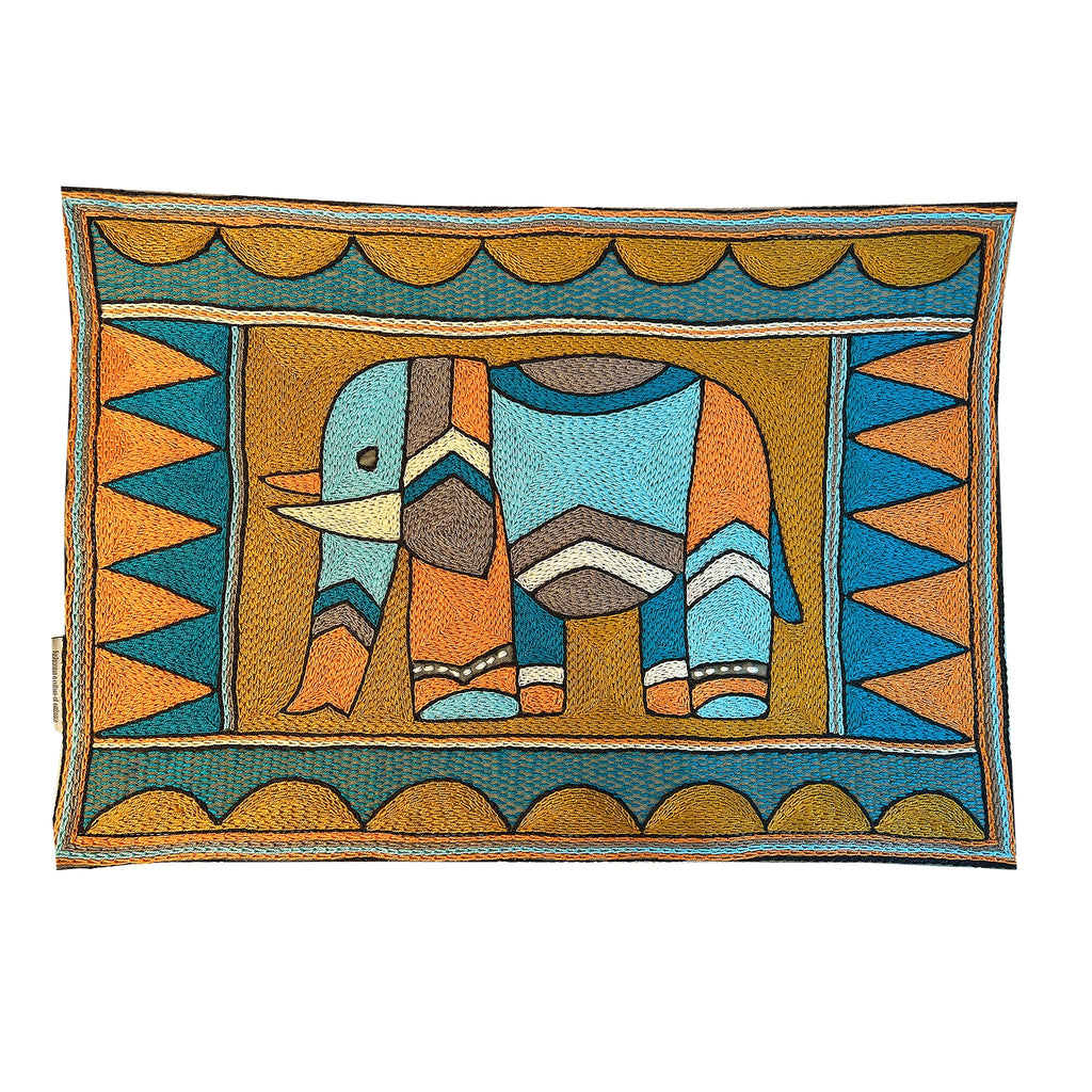 Coastal Calm Elephant Handmade Embroidered Padded Placemat