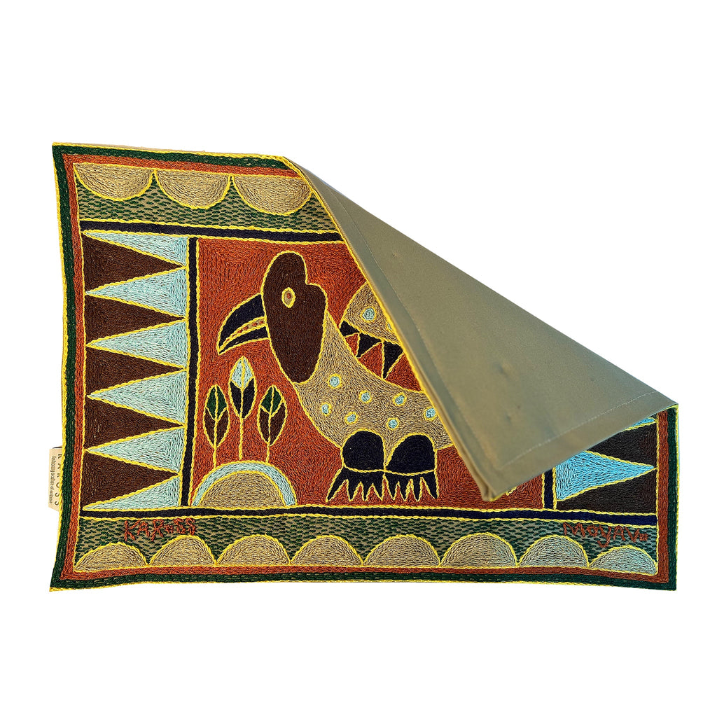 Mopani Moments Guinea Fowl Hand-Embroidered Padded Placemat