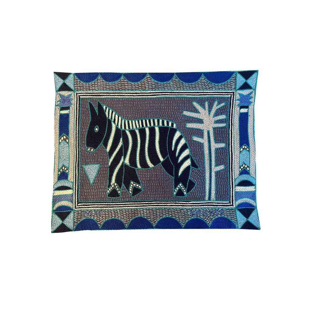 Delpht Zebra Hand-Embroidered Unpadded Placemat