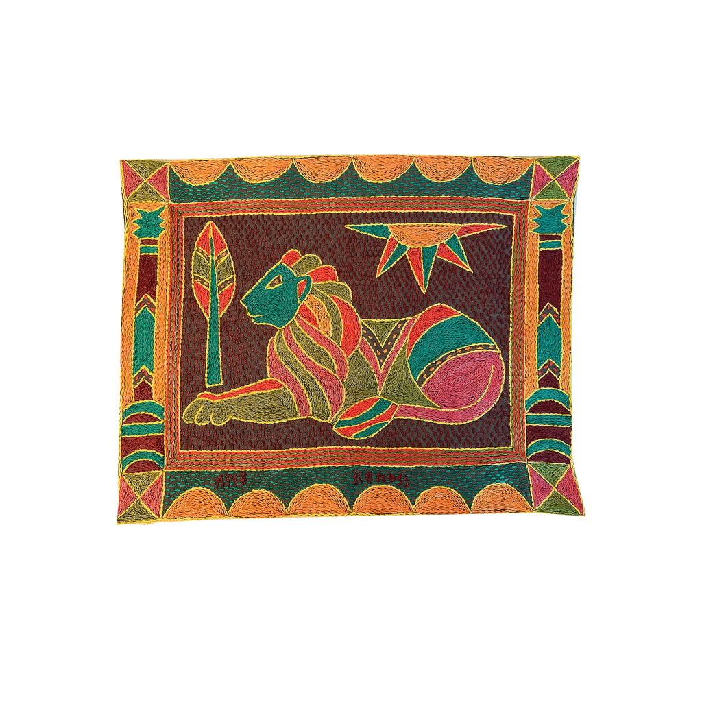 Shangaan Love Lion Hand-Embroidered Unpadded Placemat