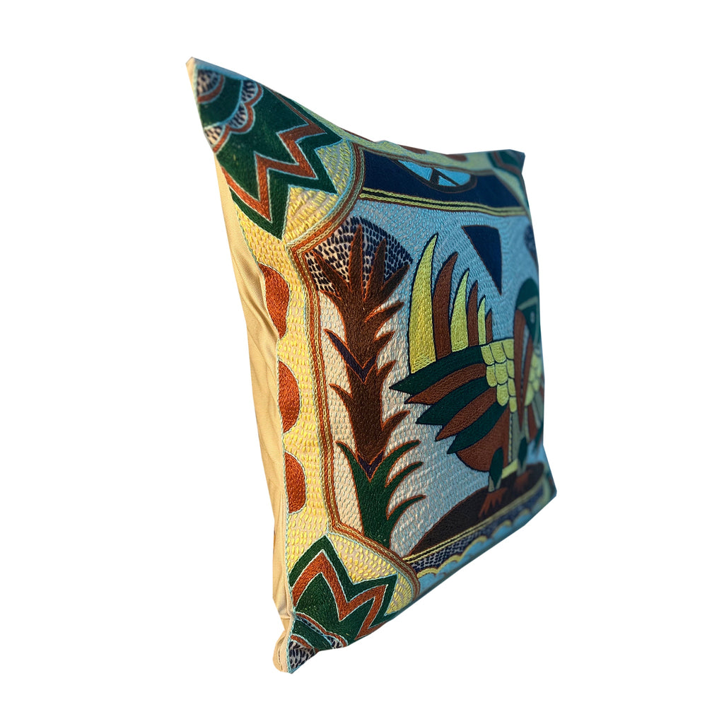 Mopani Moments Pheasant Hand-Embroidered Cushion Cover