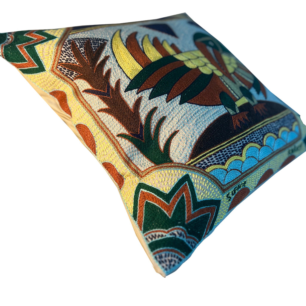 Mopani Moments Pheasant Hand-Embroidered Cushion Cover